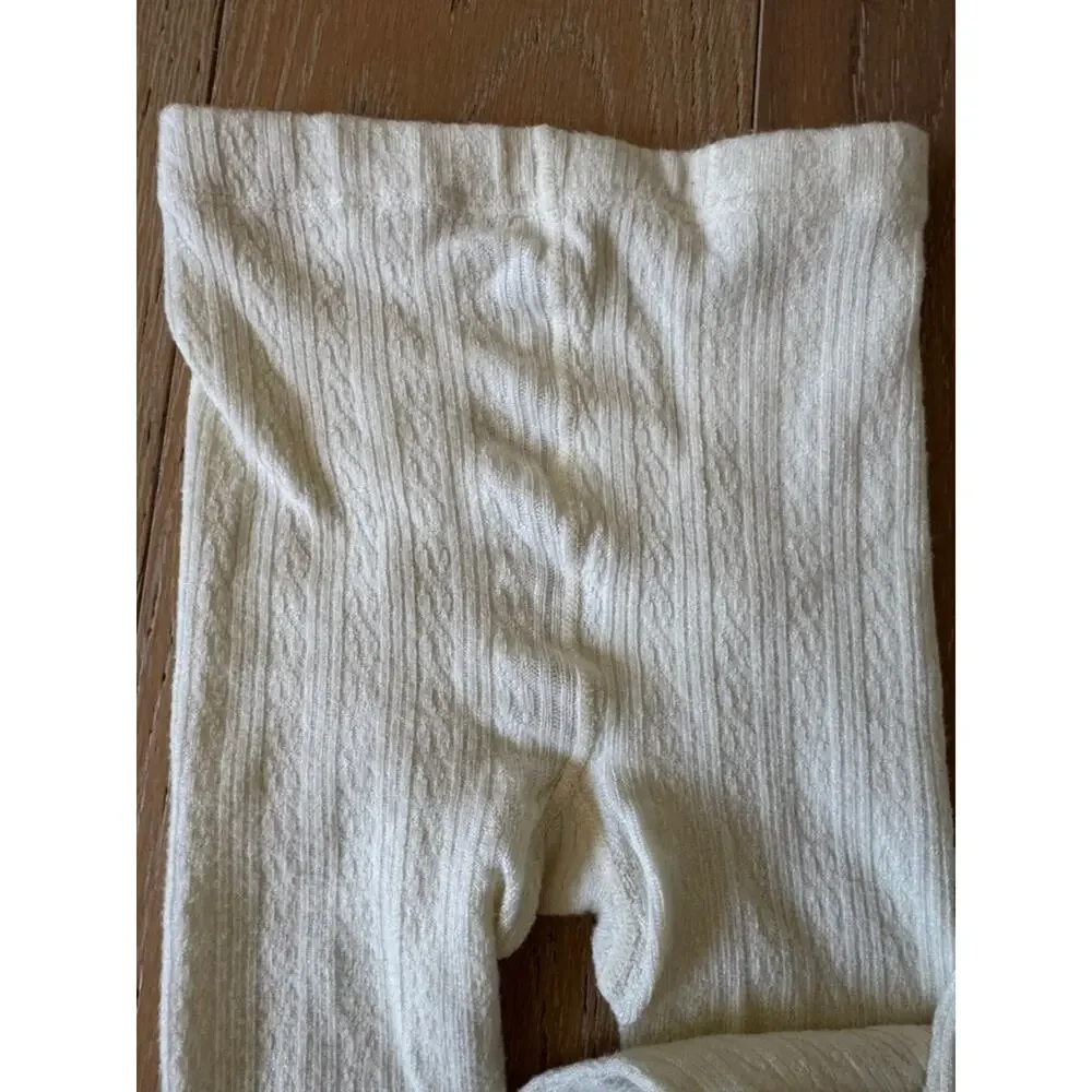 HUE Cable Knit Tights S/M Cream Ivory Cozy Stockings
